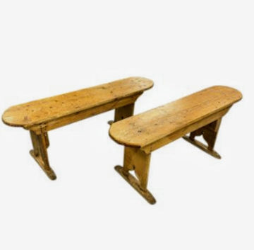 Pair of vintage Pine Benches / small tables -Delivery Available
