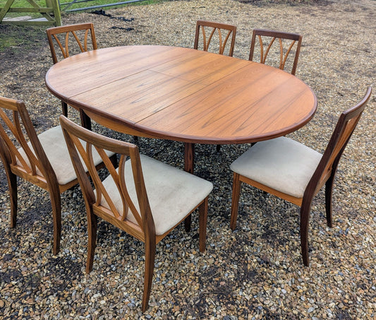 Mid Century G Plan Fresco Teak Dining Table X 6 Chairs - Delivery Available