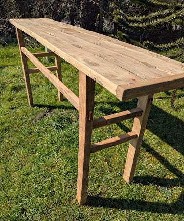 Superb Vintage Rustic Reclaimed Elm 5 Plank Console Table - Delivery Included