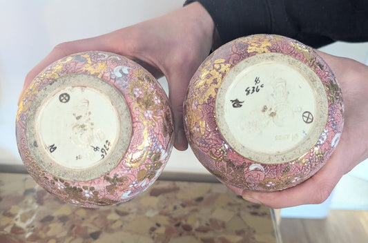 Pair late 19th century Doulton & Slaters patent hand painted Vases  - 0384
