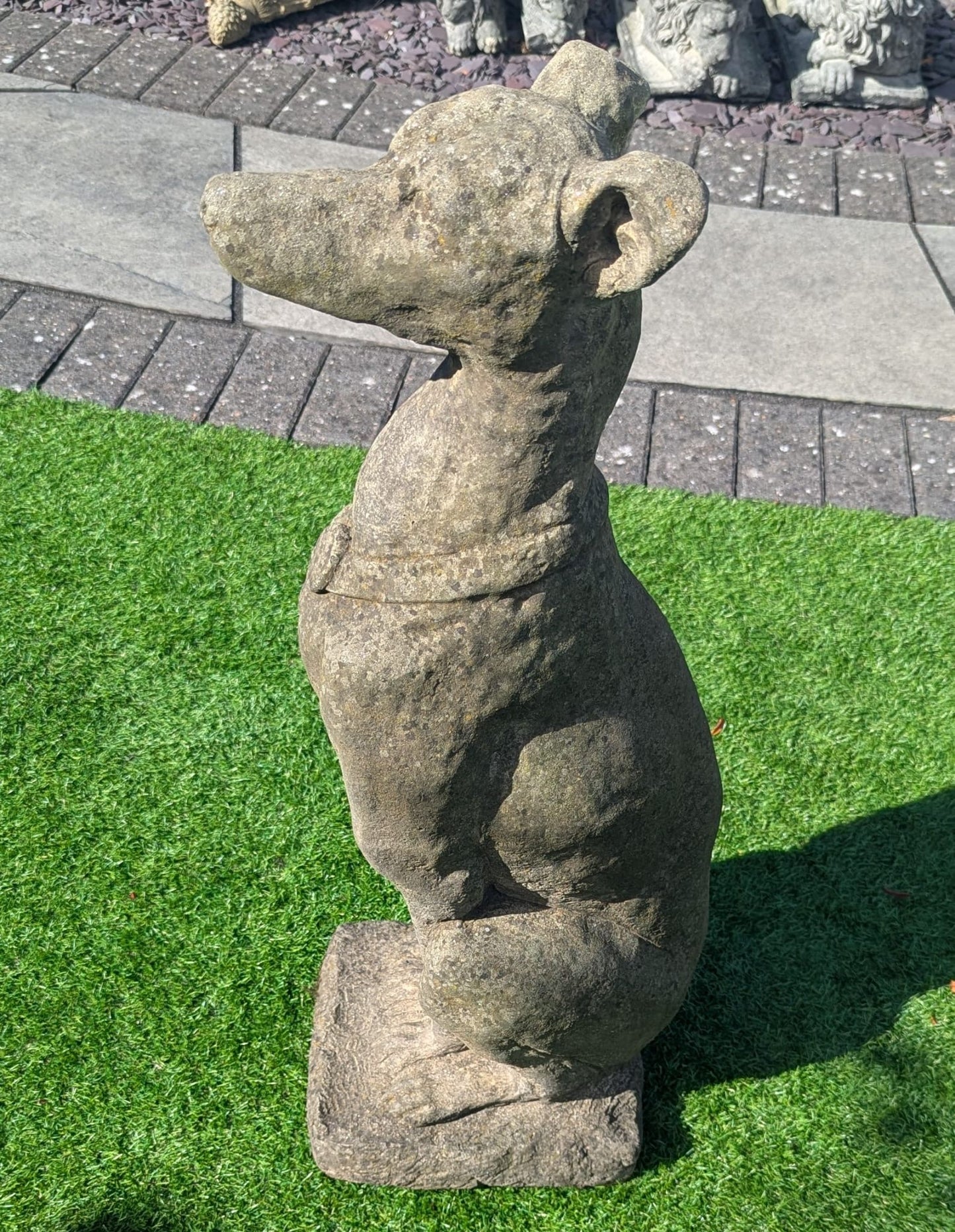 Pair 19TH CENTUARY STYLE VINTAGE STONE ITALIAN HOUNDS (DELIVERY AVAILABLE)