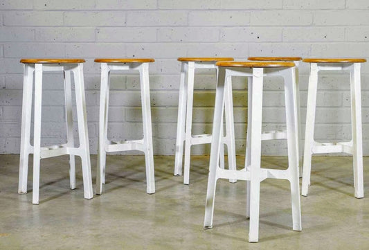 Vintage Herman Miller Construct stools with white metal frame. Delivery available.