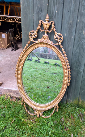 French Louis XIV style gilt framed oval wall mirror - Delivery available