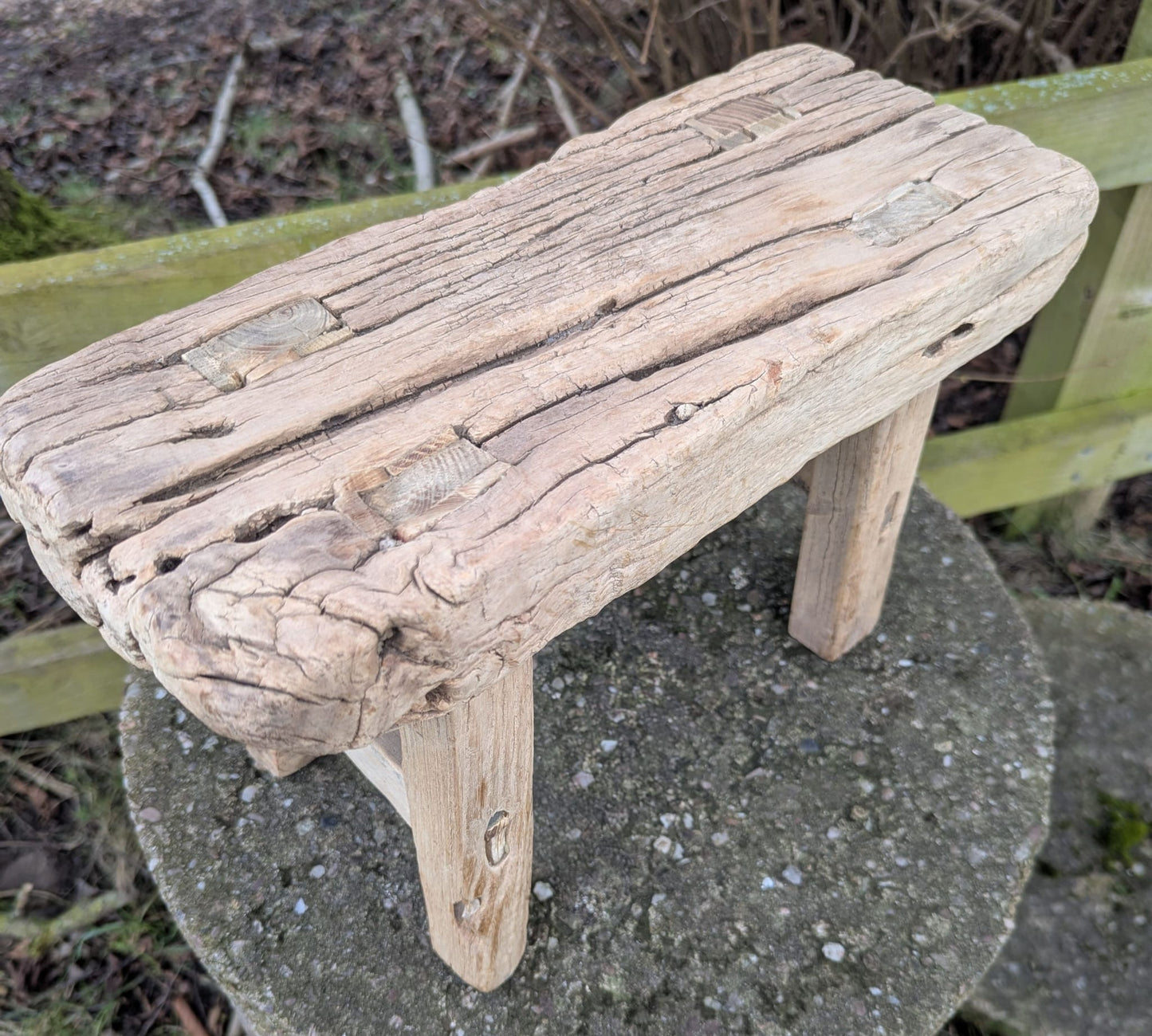 Rustic reclaimed vintage elm Table/ Stool. Little Valentino - Delivery Available