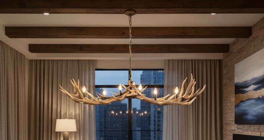 Vintage Rustic Antler Chandelier pendant Lamp - Delivery Available