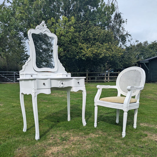 Vintage Shabby Chic dressing table & mirror with chair set - Delivery Available 0374