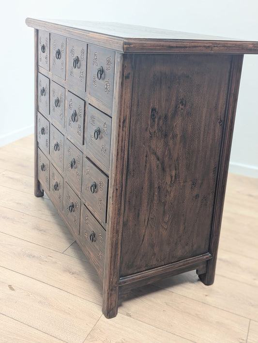 Vintage style Hand carved Chinese chest of 16 drawers - Delivery available 0362