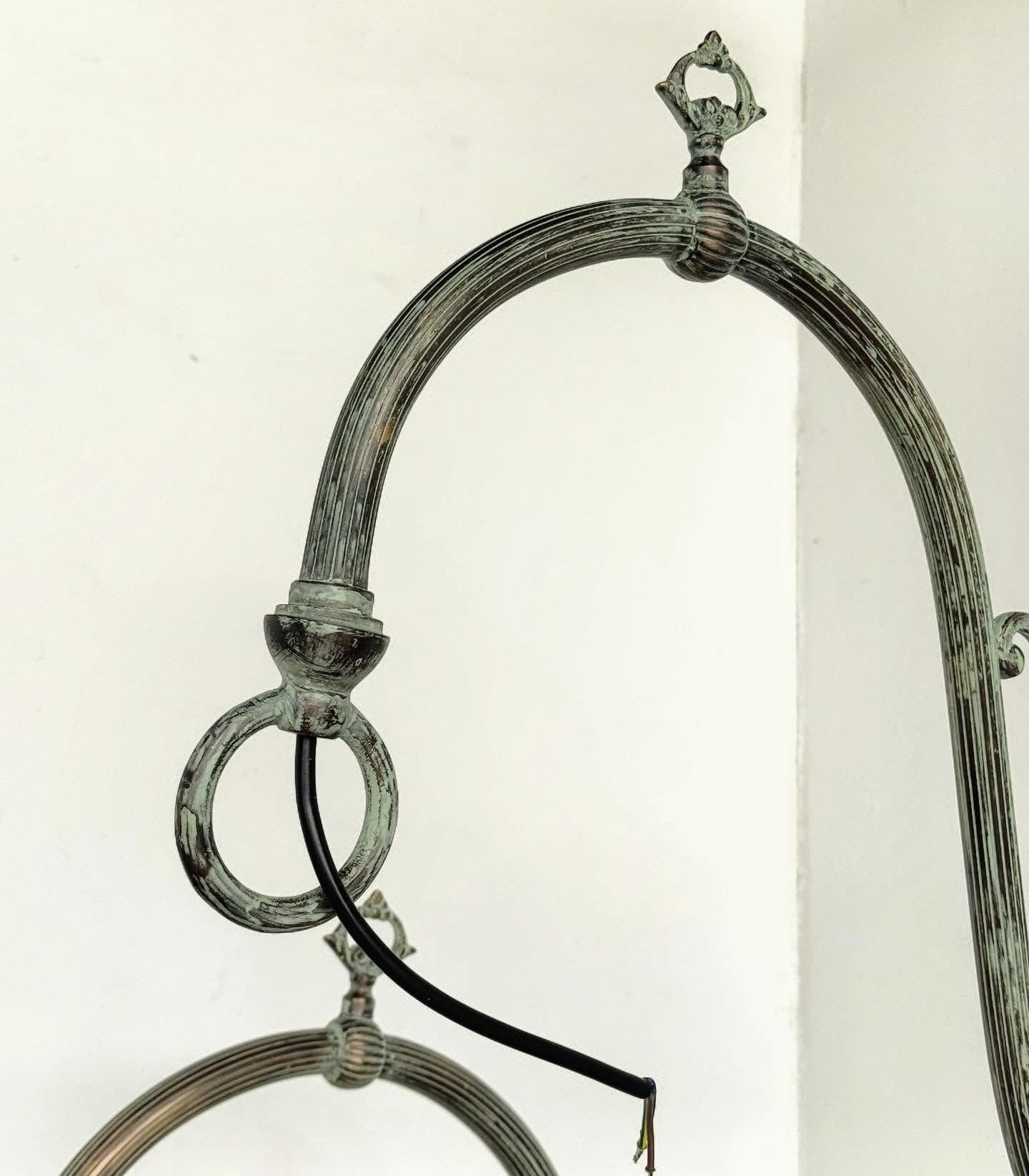 Pair Vintage ornate bronze Verdigris Light Brackets with Wire - Delivery Available