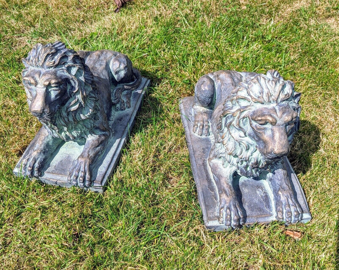 Vintage Style Pair Lancia Bronzed Lions - Delivery Available