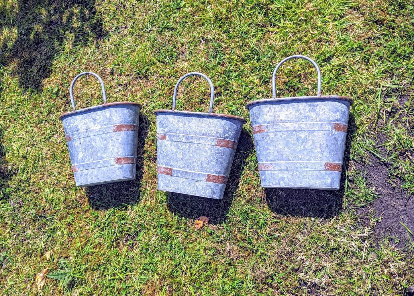 Decorative  Galvanised tub Wall  Planters Set Of 3 - Delivery Available