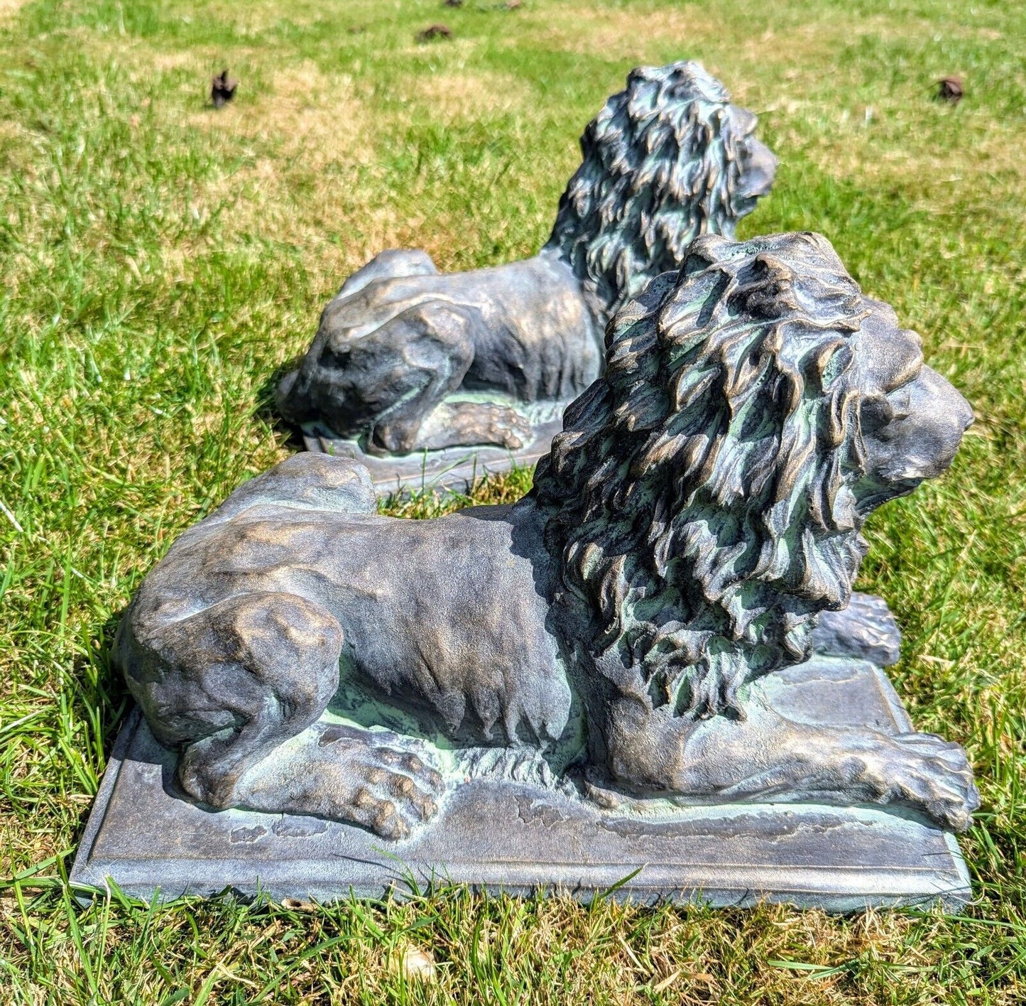 Vintage Style Pair Lancia Bronzed Lions - Delivery Available