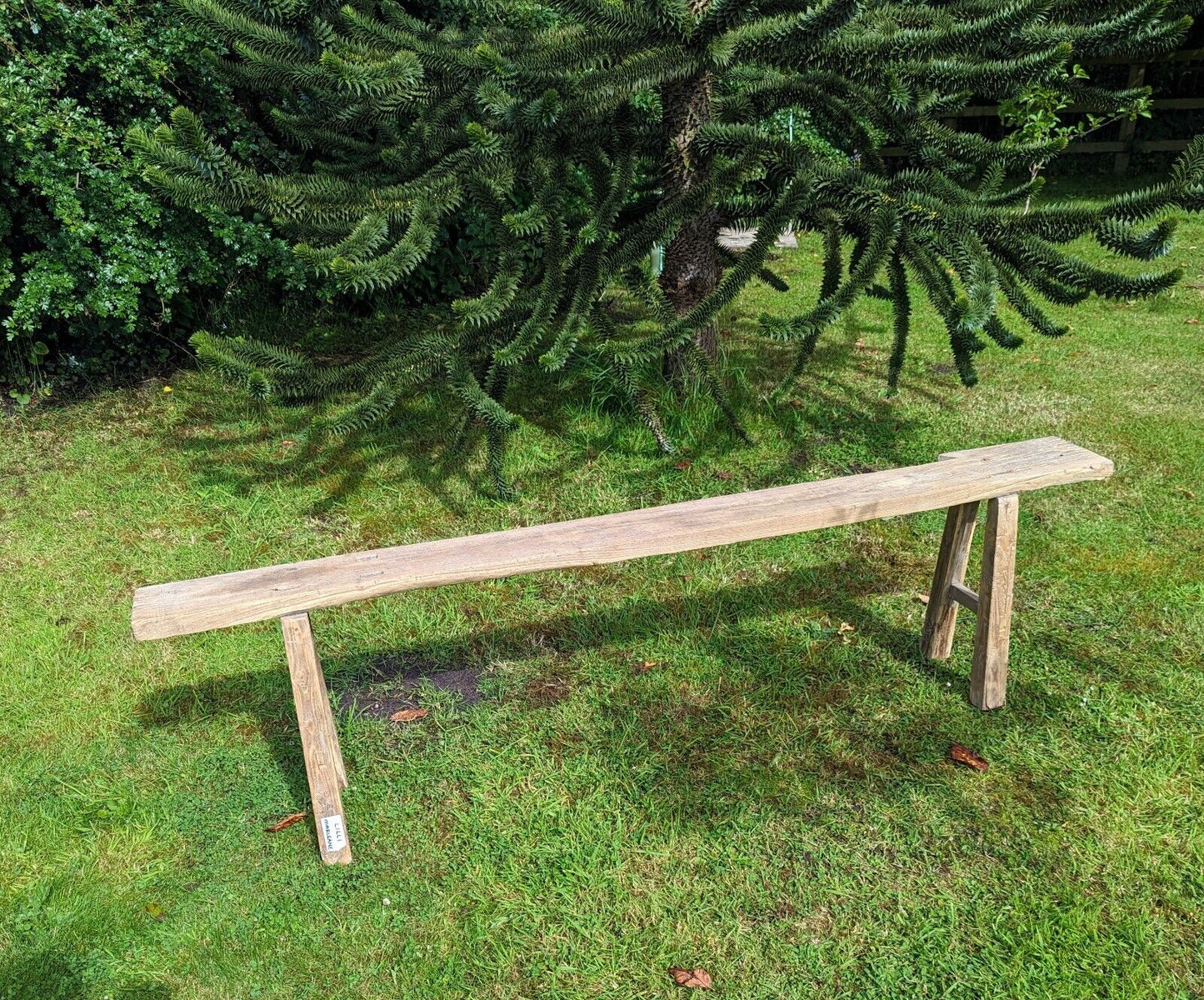 Vintage Rustic Elm Trestle Bench (Lilli Marlene ) Delivery Available