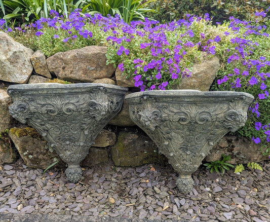 Vintage English Stone Rams Head  Wall Planters - Delivery Available