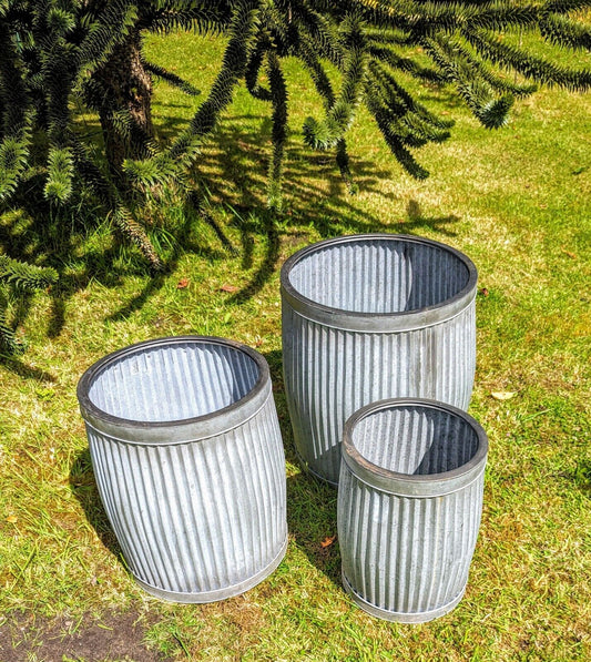 Decorative  Galvanised Dolly tub Planters Set - Delivery Available