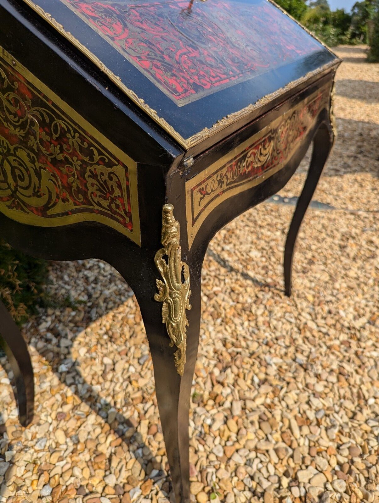 Superb Napoleon 111 Ebonised  Brass & Boulle Bureau De Dame -Delivery Available