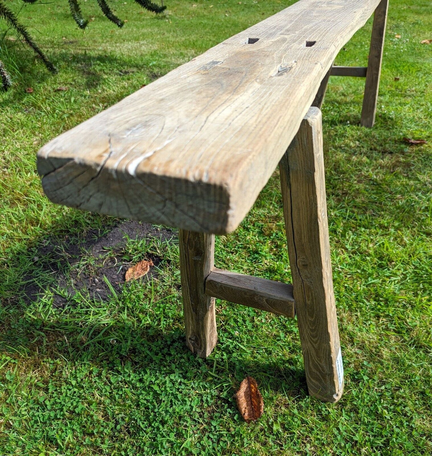 Vintage Rustic Elm Trestle Bench (Lilli Marlene ) Delivery Available