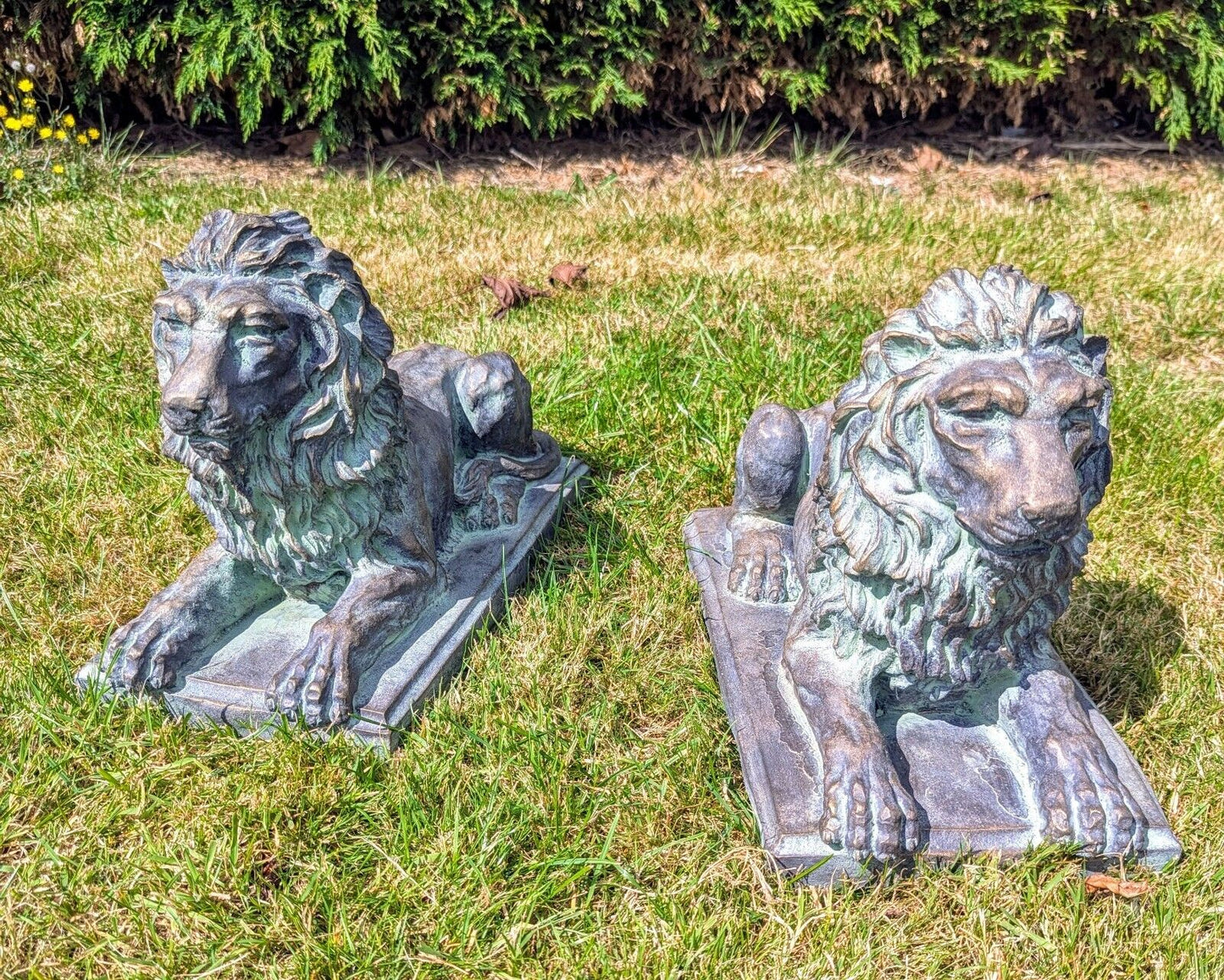 Vintage Style Pair Lancia Bronzed Lions - Delivery Available