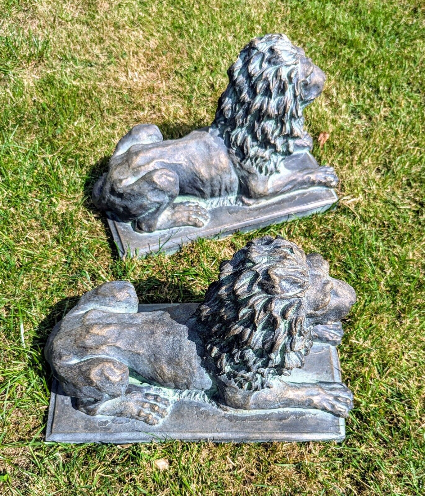 Vintage Style Pair Lancia Bronzed Lions - Delivery Available