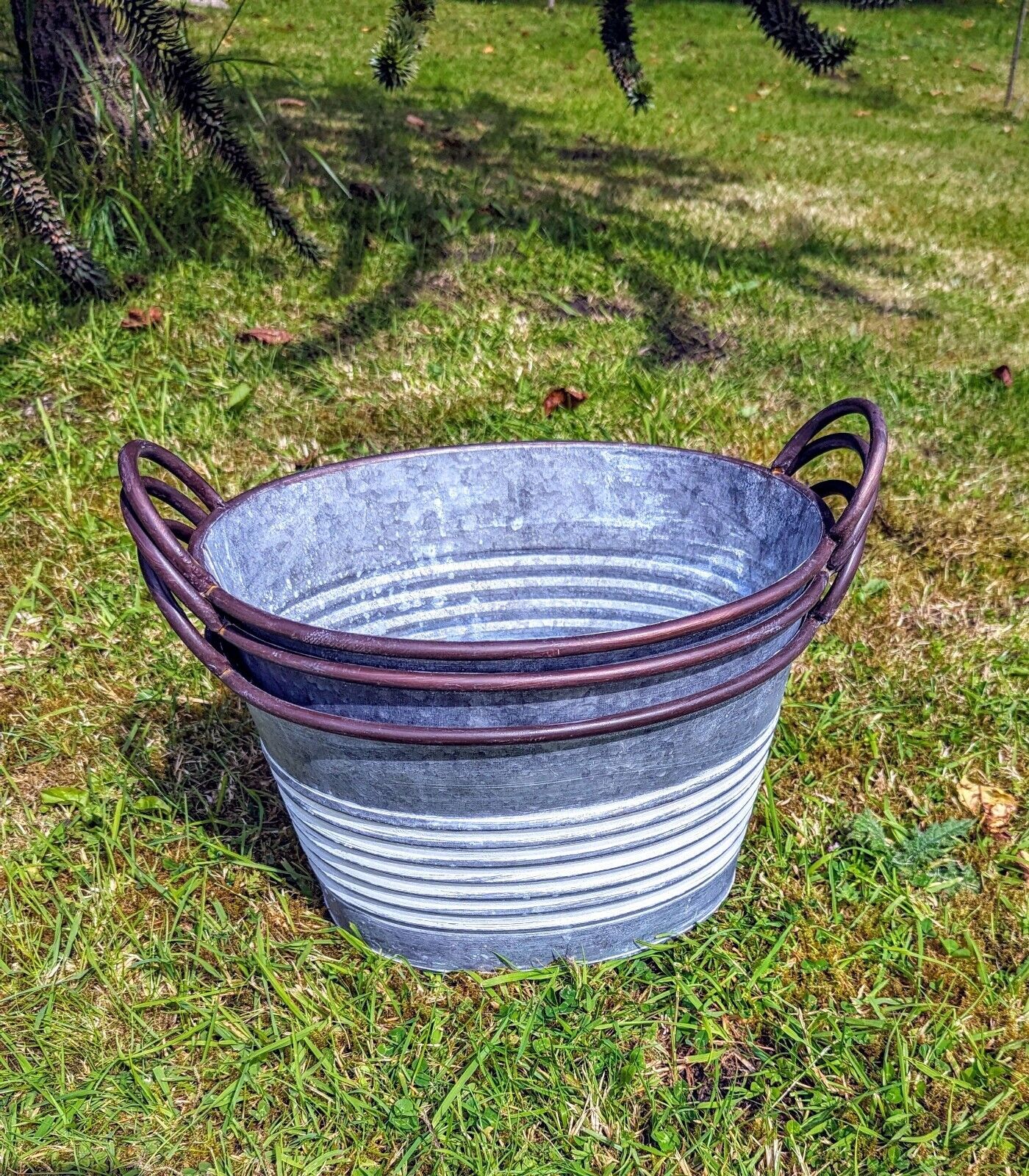 Decorative  Galvanised tub Planters Set - Delivery Available