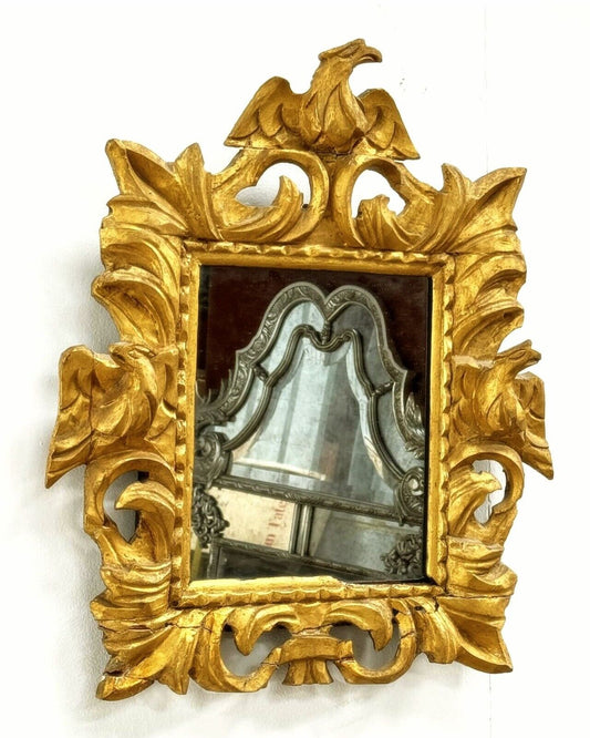 Exquisite Eagle Early 19th c Baroque Style Carved Giltwood French Mirror