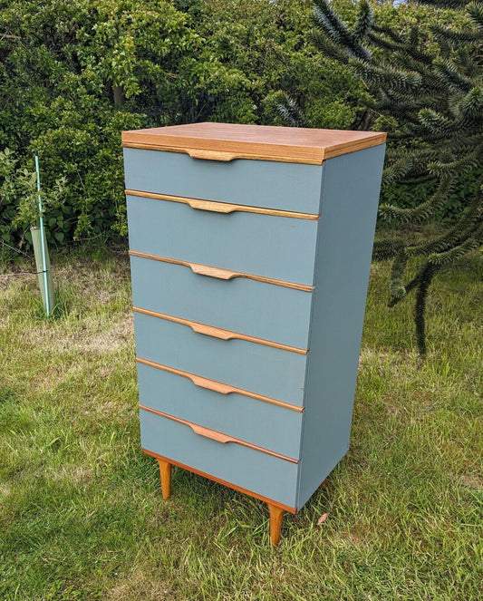 Vintage 1960s Austinsuite Painted & Teak Tall Boy Chest- Delivery Available