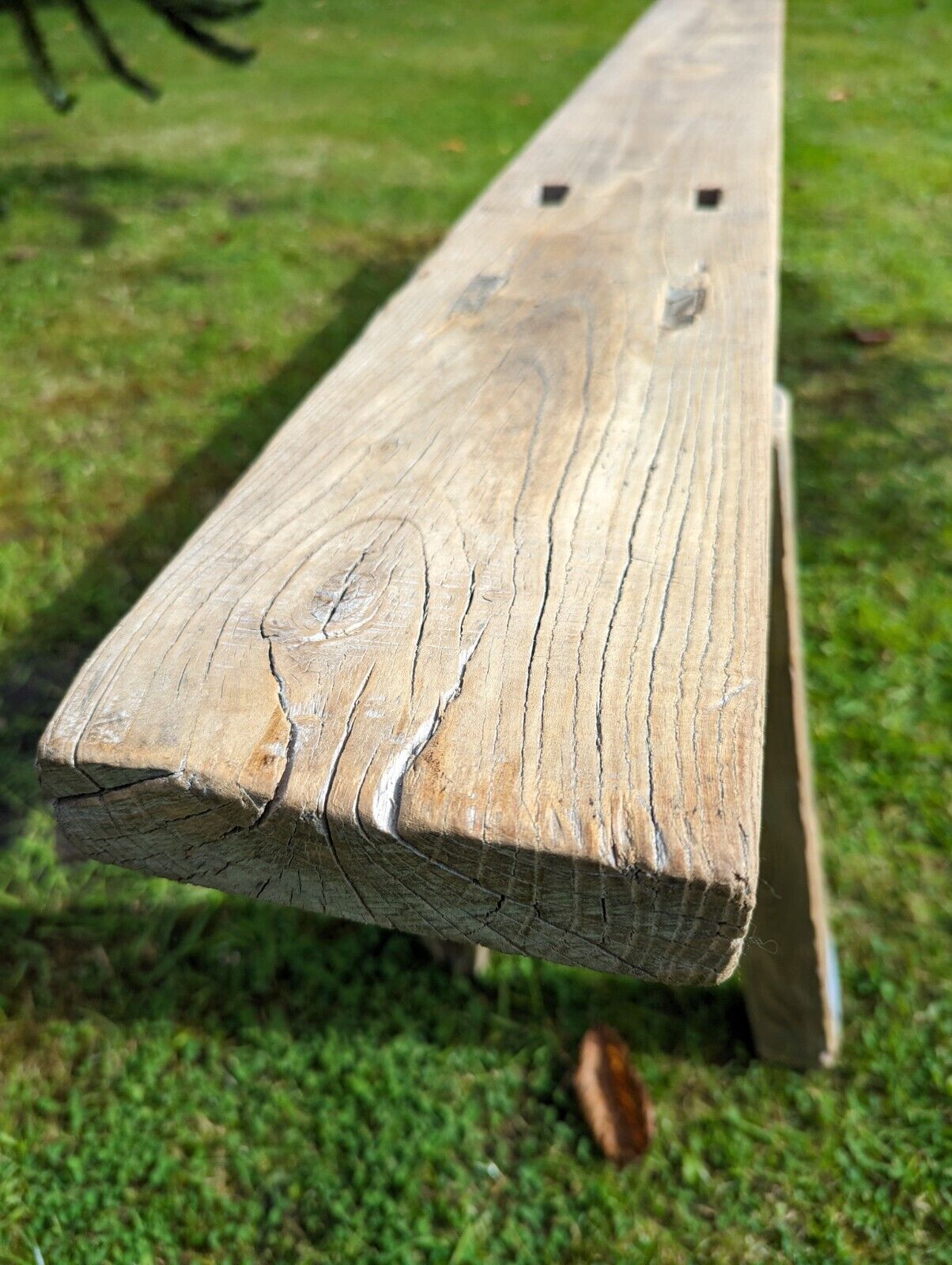 Vintage Rustic Elm Trestle Bench (Lilli Marlene ) Delivery Available