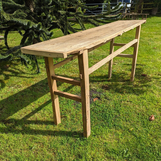 Vintage Rustic Reclaimed Pale Elm Console Table (Vera Lyn)-Delivery Available