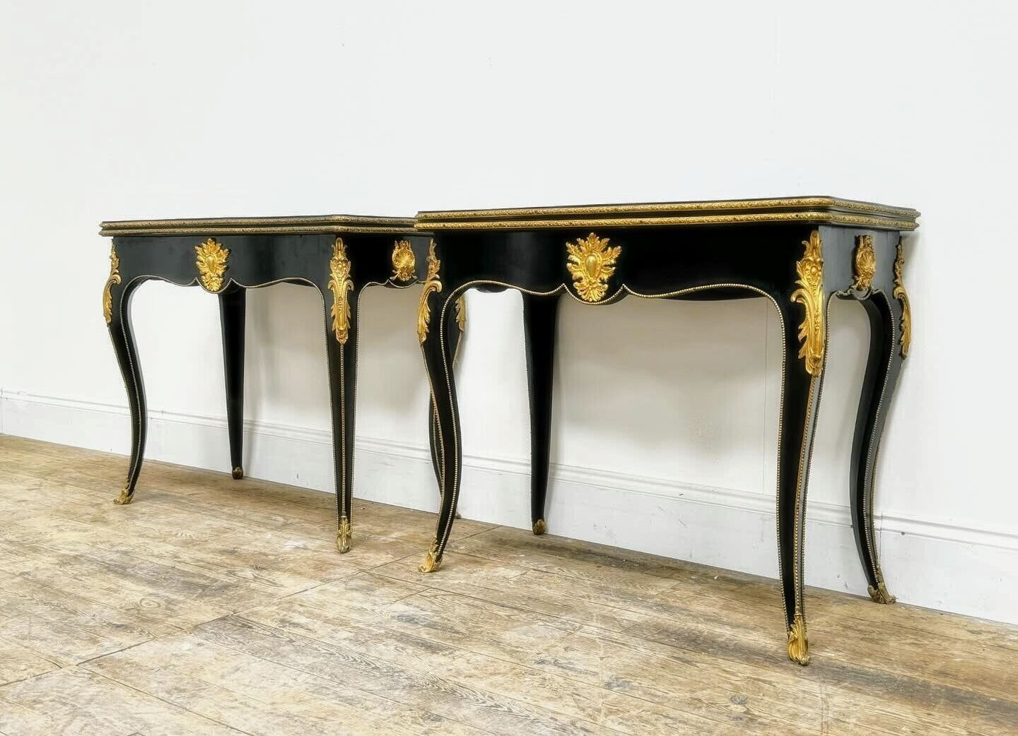 Quality Ebonised Tables Gilt Ormolu  From Home Of  Axel Vervoordt Visual Artist - Free UK Delivery