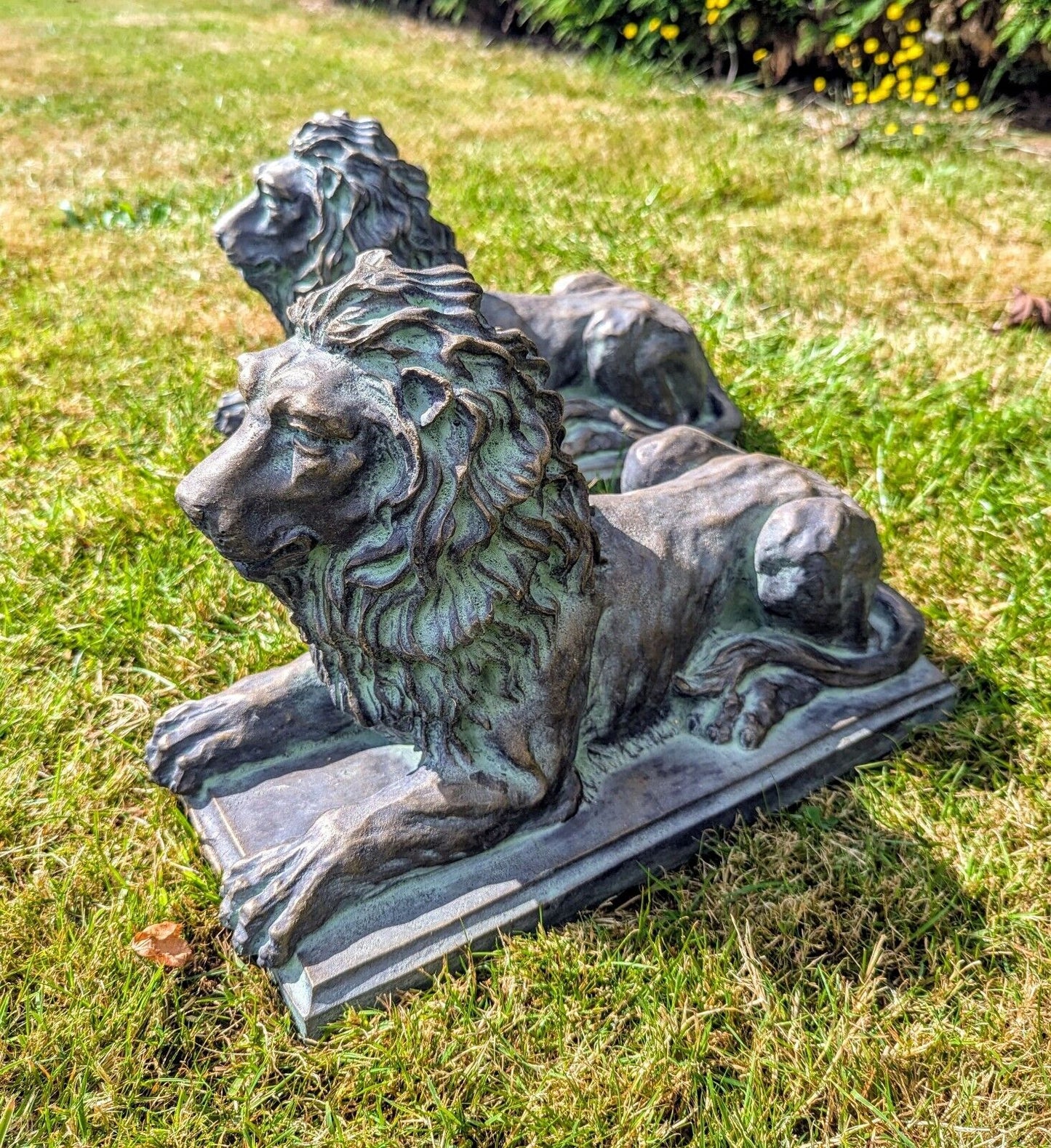 Vintage Style Pair Lancia Bronzed Lions - Delivery Available