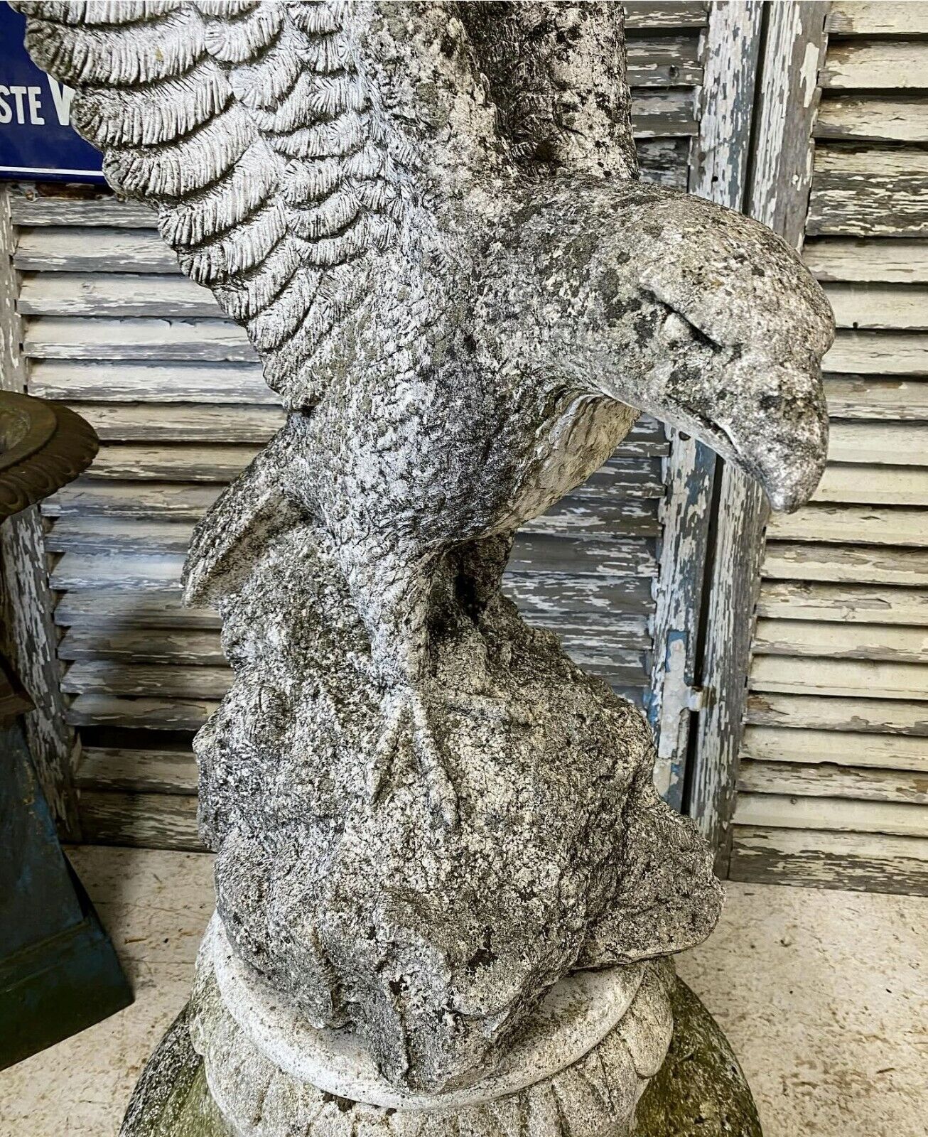 Statement Carved Stone Eagle On Decorative Plinth - Sold