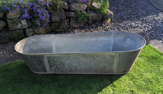Vintage Galvanised Tapered Bath tub Planter with Handles - Delivery Available