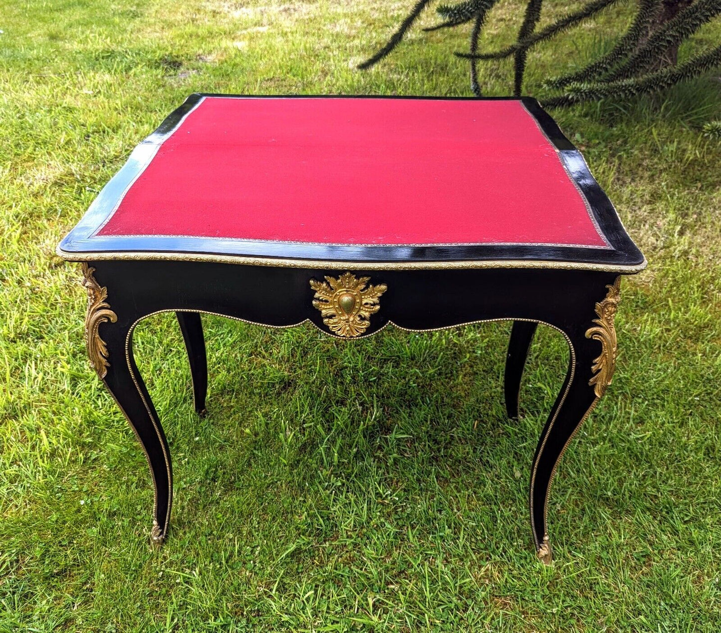 Quality Ebonised Table Gilt Ormolu From Home Of Axel Vervoordt Visual Artist.