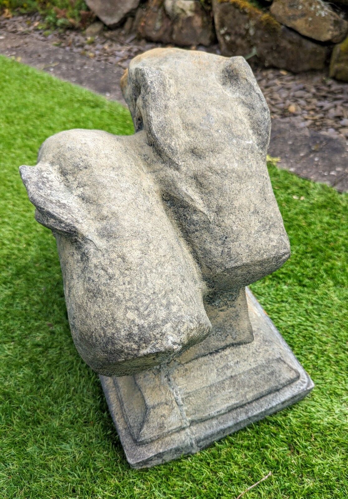 Vintage English Stone Art Deco Dog Heads - Delivery Available