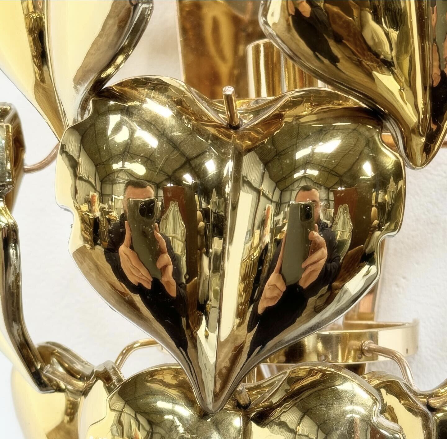 Swanky Italian Pair Heart Shape Murano Gold Glass Wall Lights By Rocco Borghese - Free UK Delivery