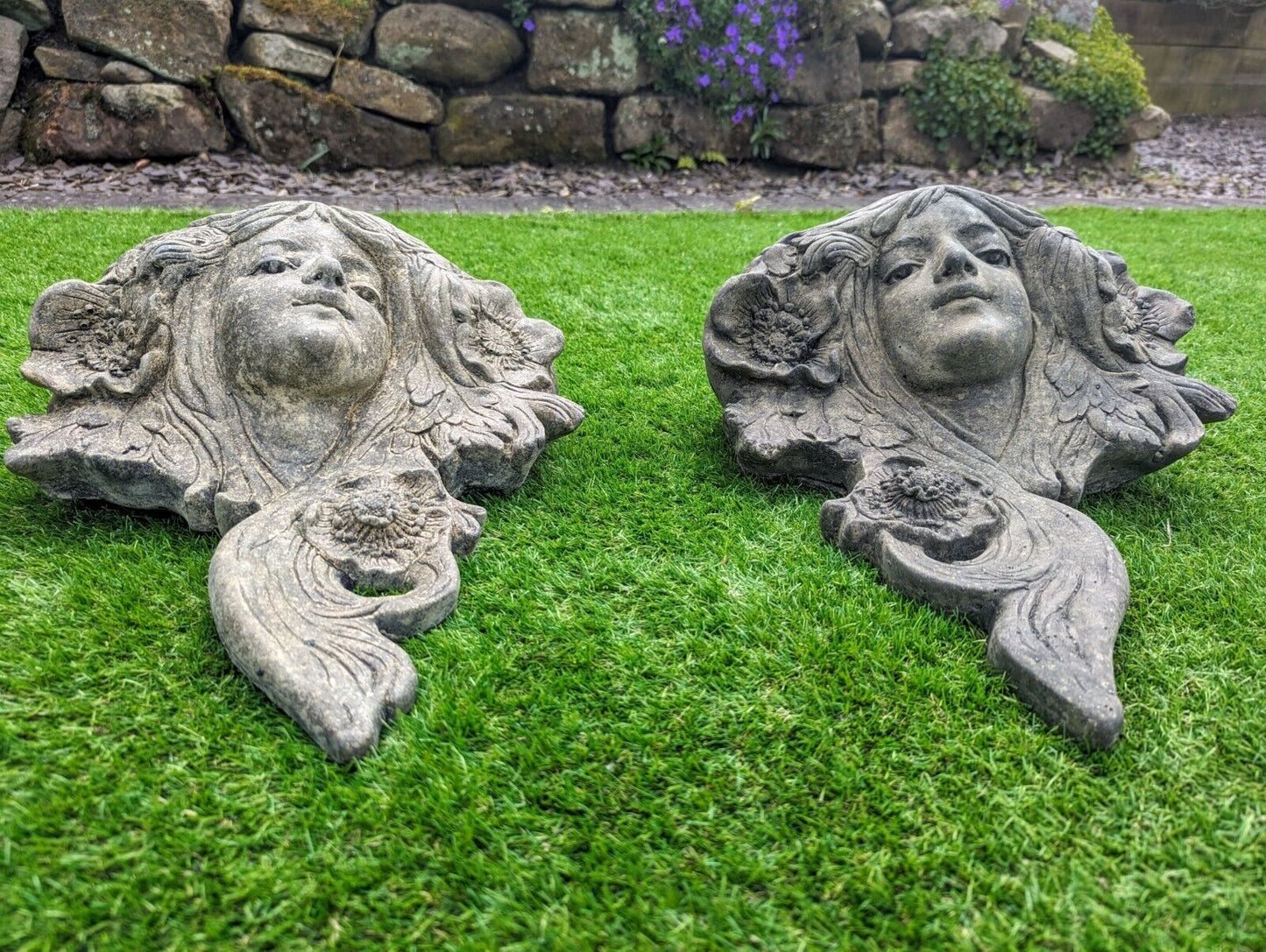 Vintage English Stone Lucy Wall Planters - Delivery Available