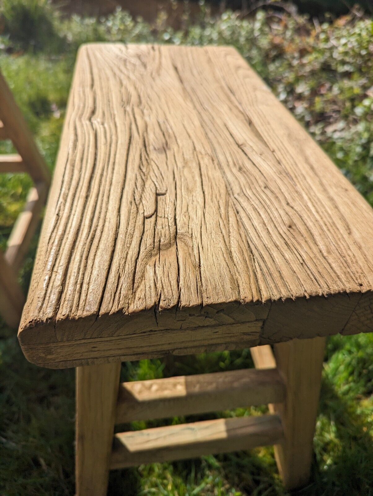 Vintage Rustic Reclaimed Elm Farmhouse Side Table-Woolpack, Delivery Available