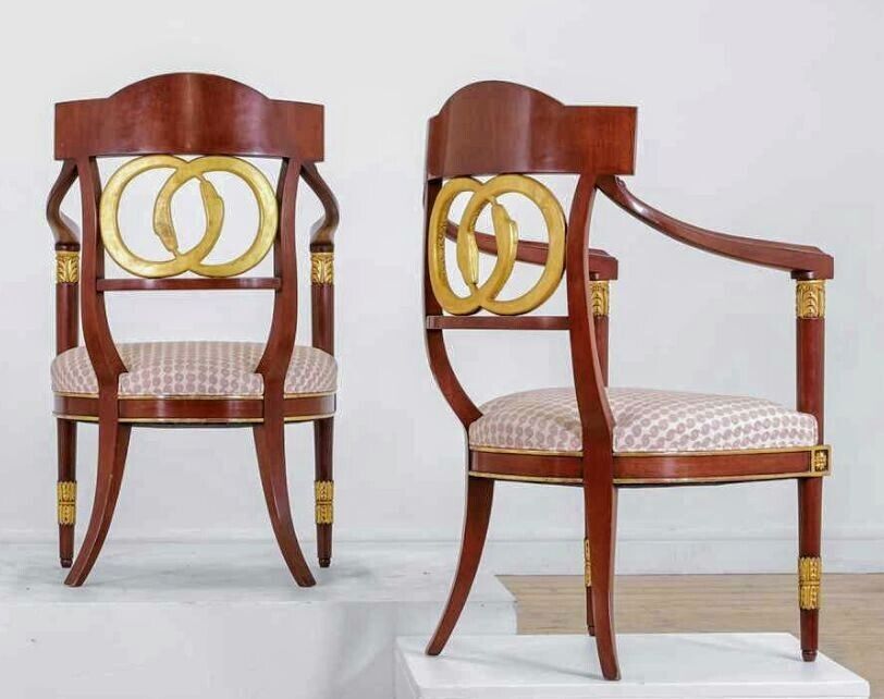 Neoclassical Parcel Gilt Serpent Splat Pair of Chairs - Delivery Available