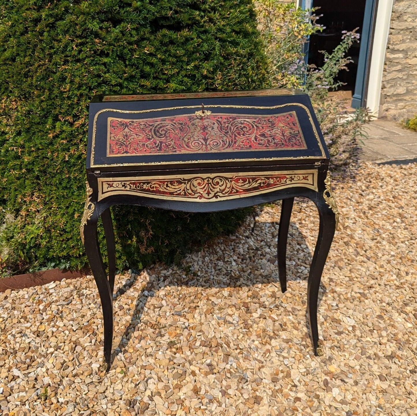 Superb Napoleon 111 Ebonised  Brass & Boulle Bureau De Dame -Delivery Available