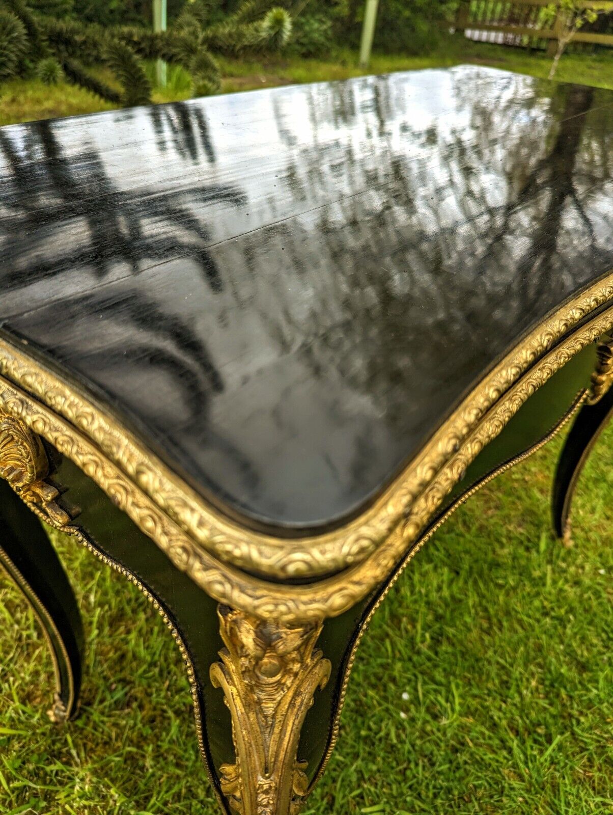 Quality Ebonised Table Gilt Ormolu  From Home Of  Axel Vervoordt Visual Artist