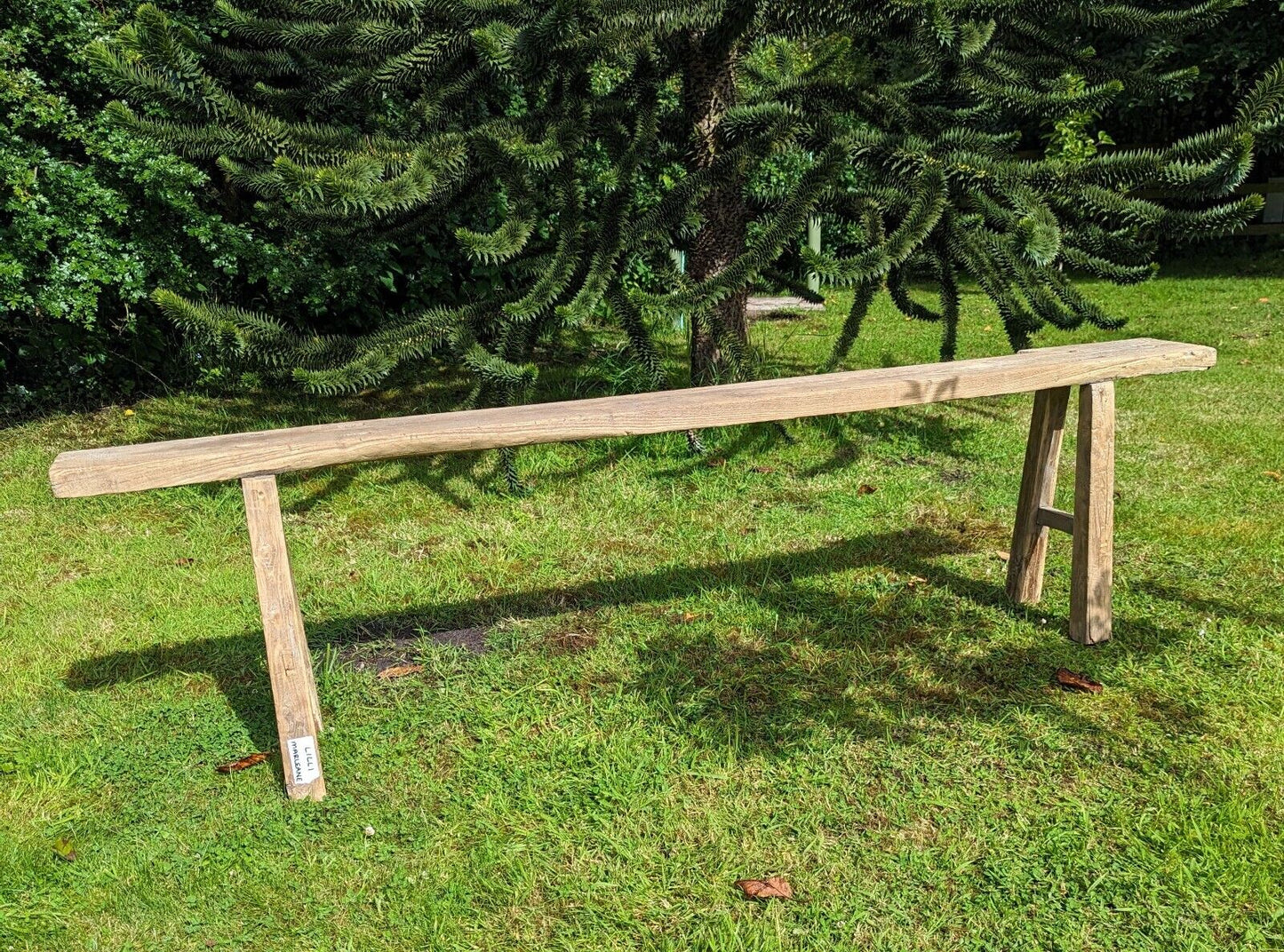 Vintage Rustic Elm Trestle Bench (Lilli Marlene ) Delivery Available