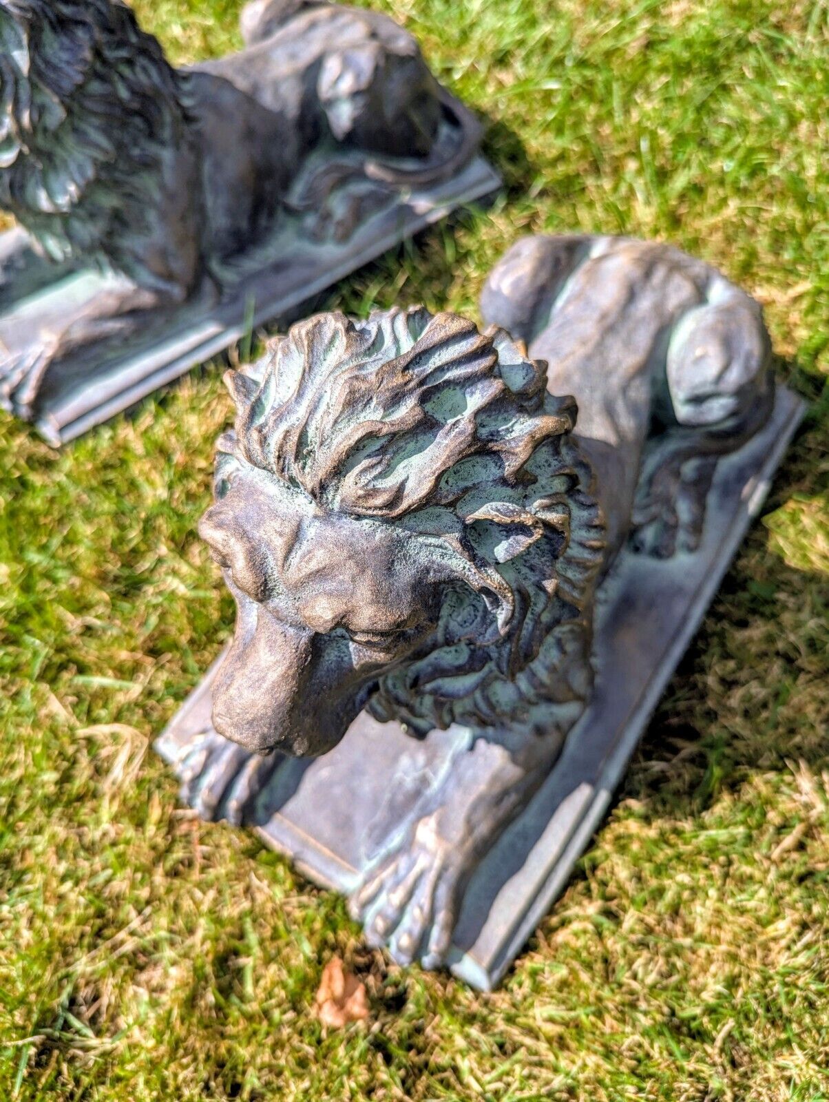 Vintage Style Pair Lancia Bronzed Lions - Delivery Available