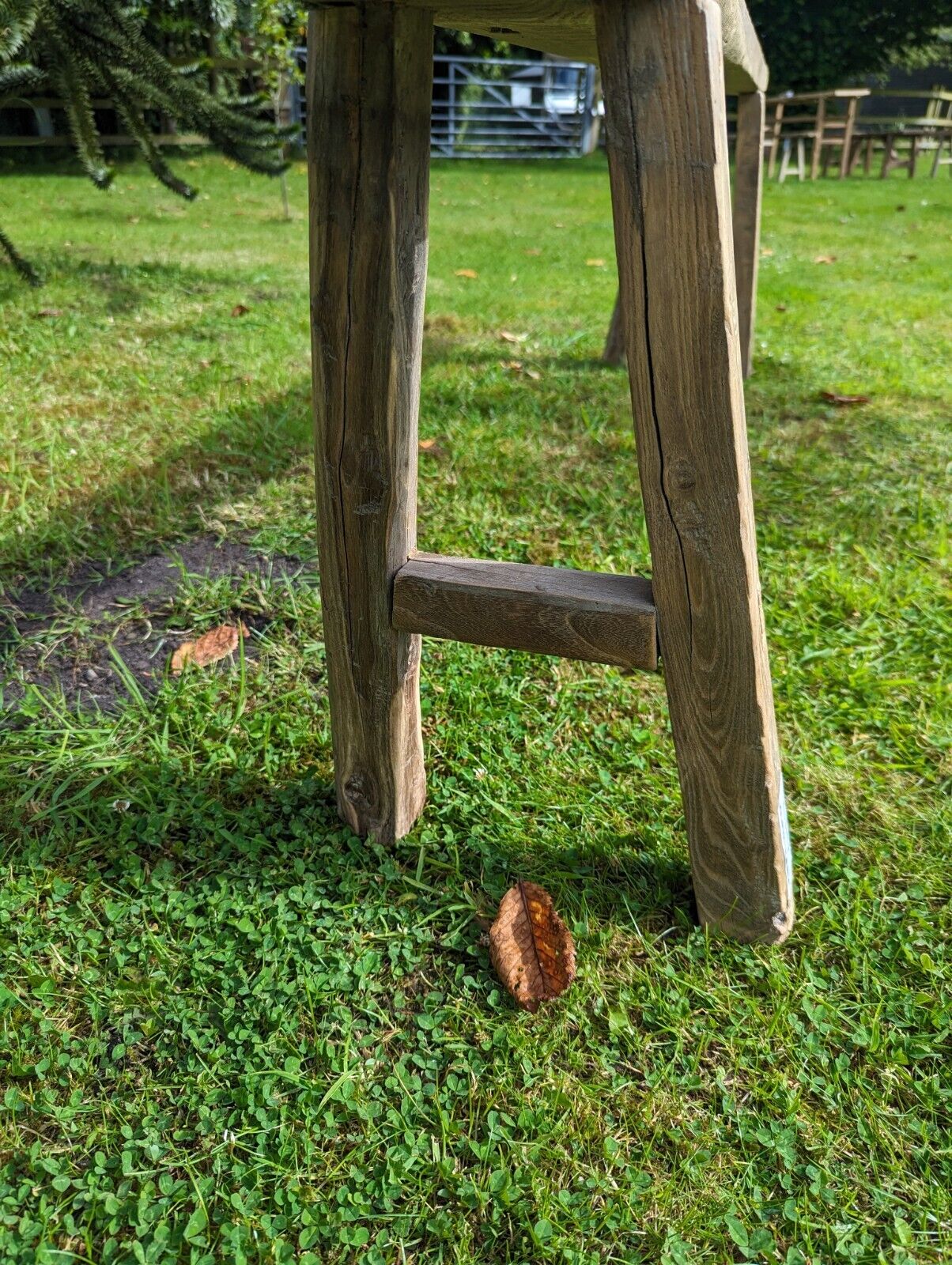 Vintage Rustic Elm Trestle Bench (Lilli Marlene ) Delivery Available