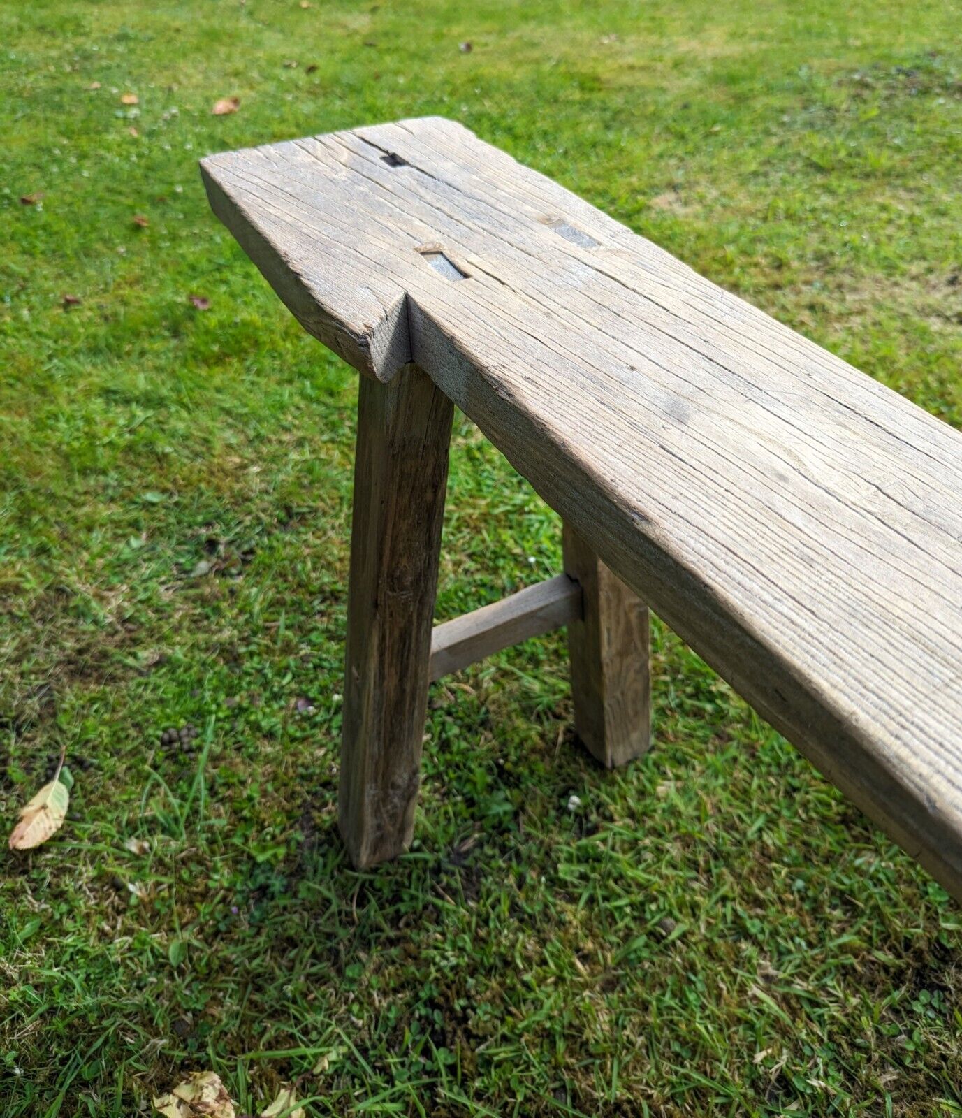 Vintage Rustic Elm Trestle Bench (Lilli Marlene ) Delivery Available