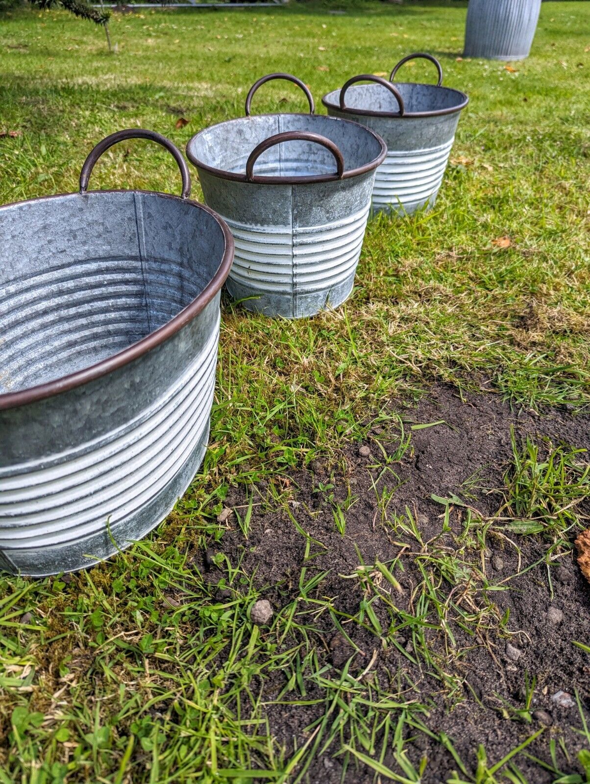 Decorative  Galvanised tub Planters Set - Delivery Available