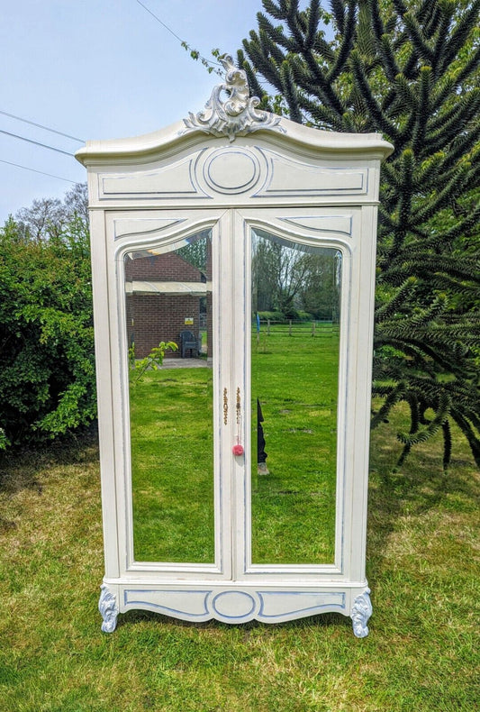 Beautiful French Antique Painted Armoire Cupboard / Wardrobe Delivery Available