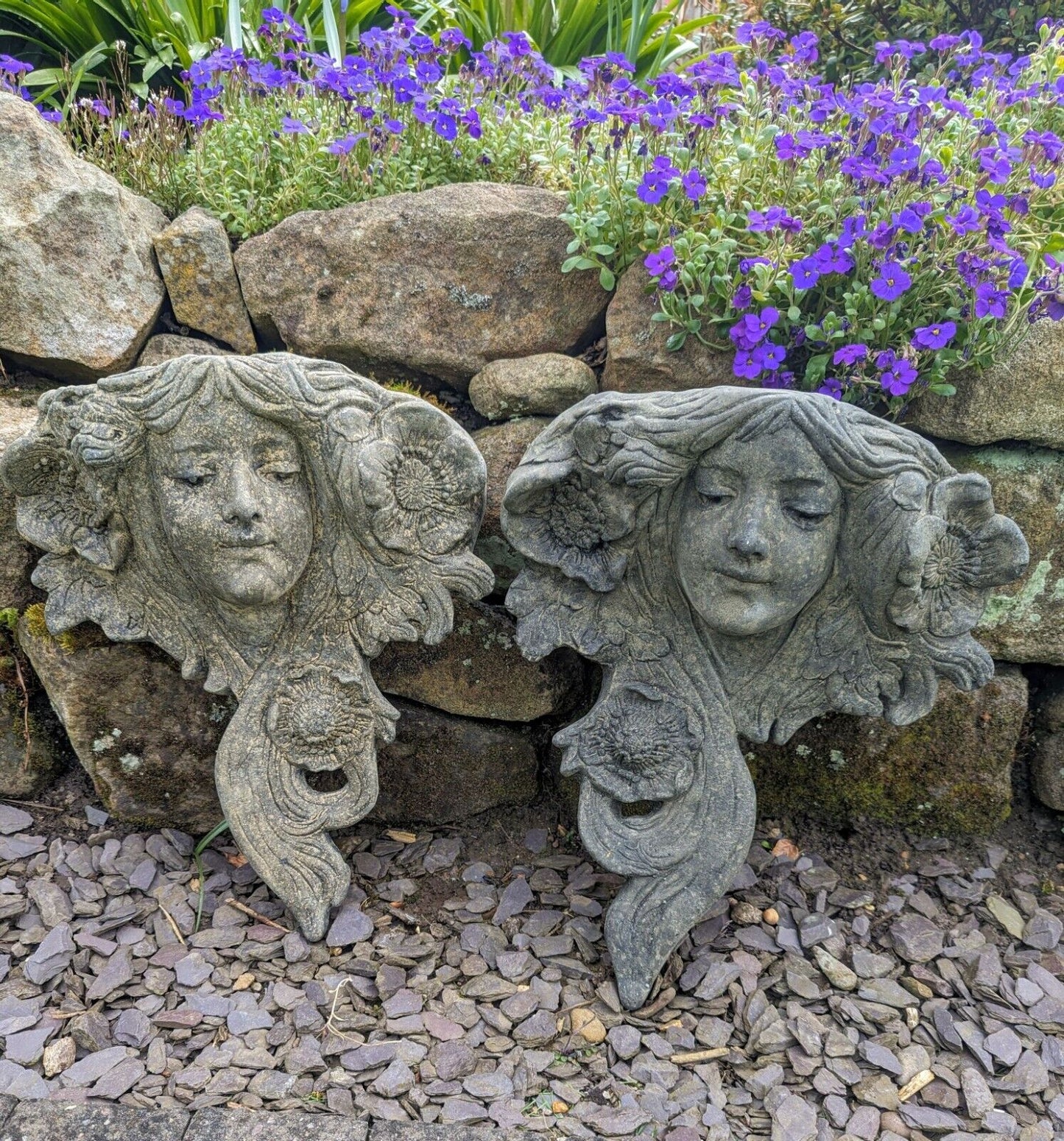 Vintage English Stone Lucy Wall Planters - Delivery Available