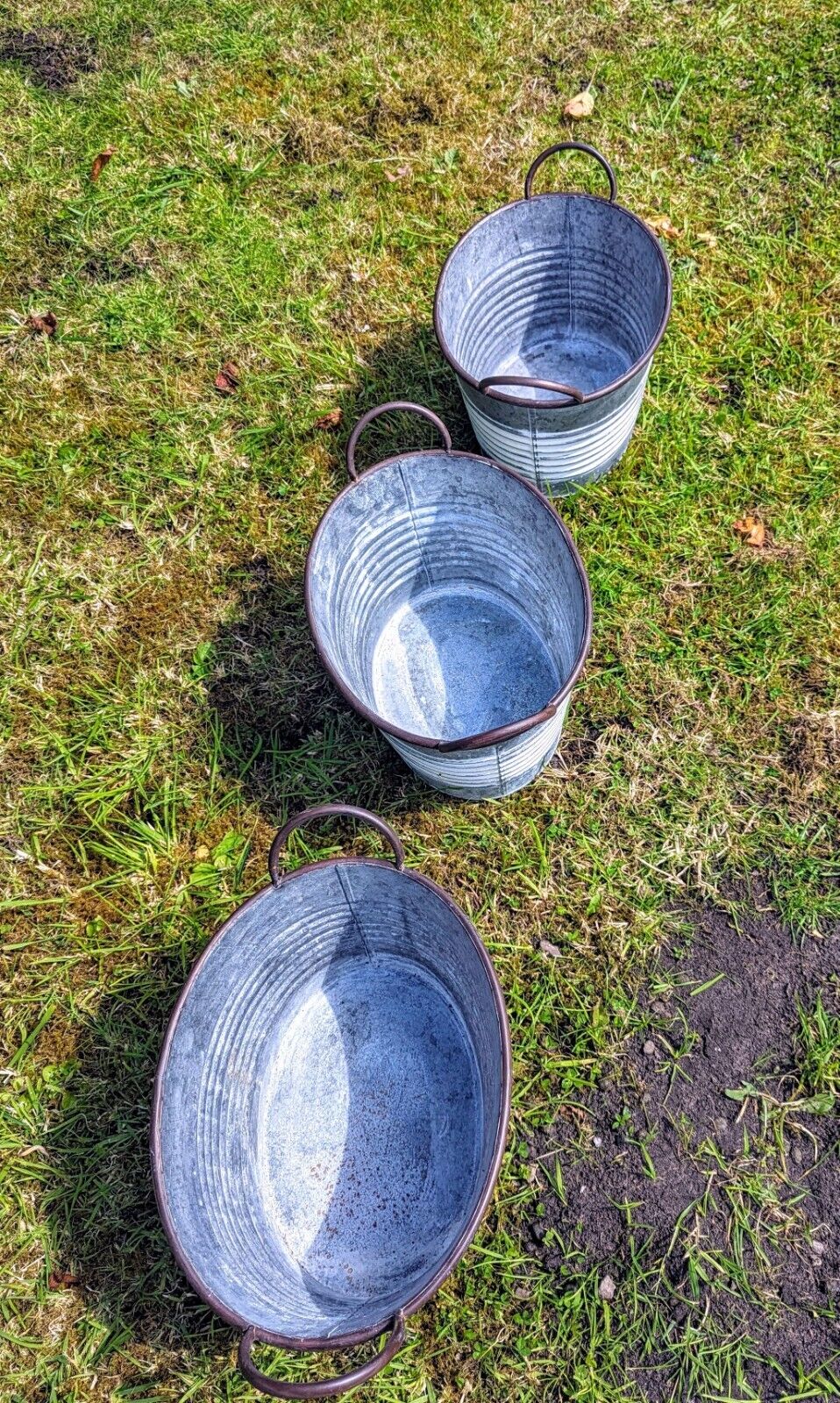 Decorative  Galvanised tub Planters Set - Delivery Available