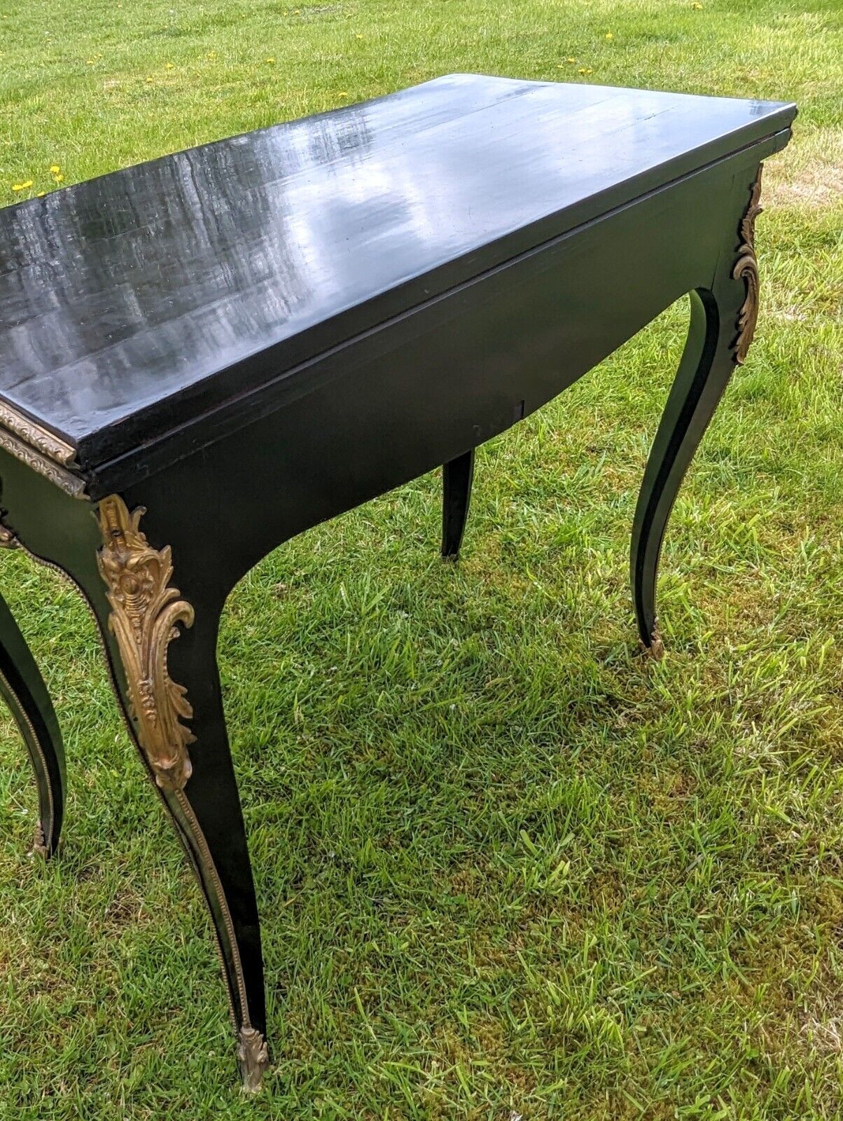 Quality Ebonised Table Gilt Ormolu From Home Of Axel Vervoordt Visual Artist.