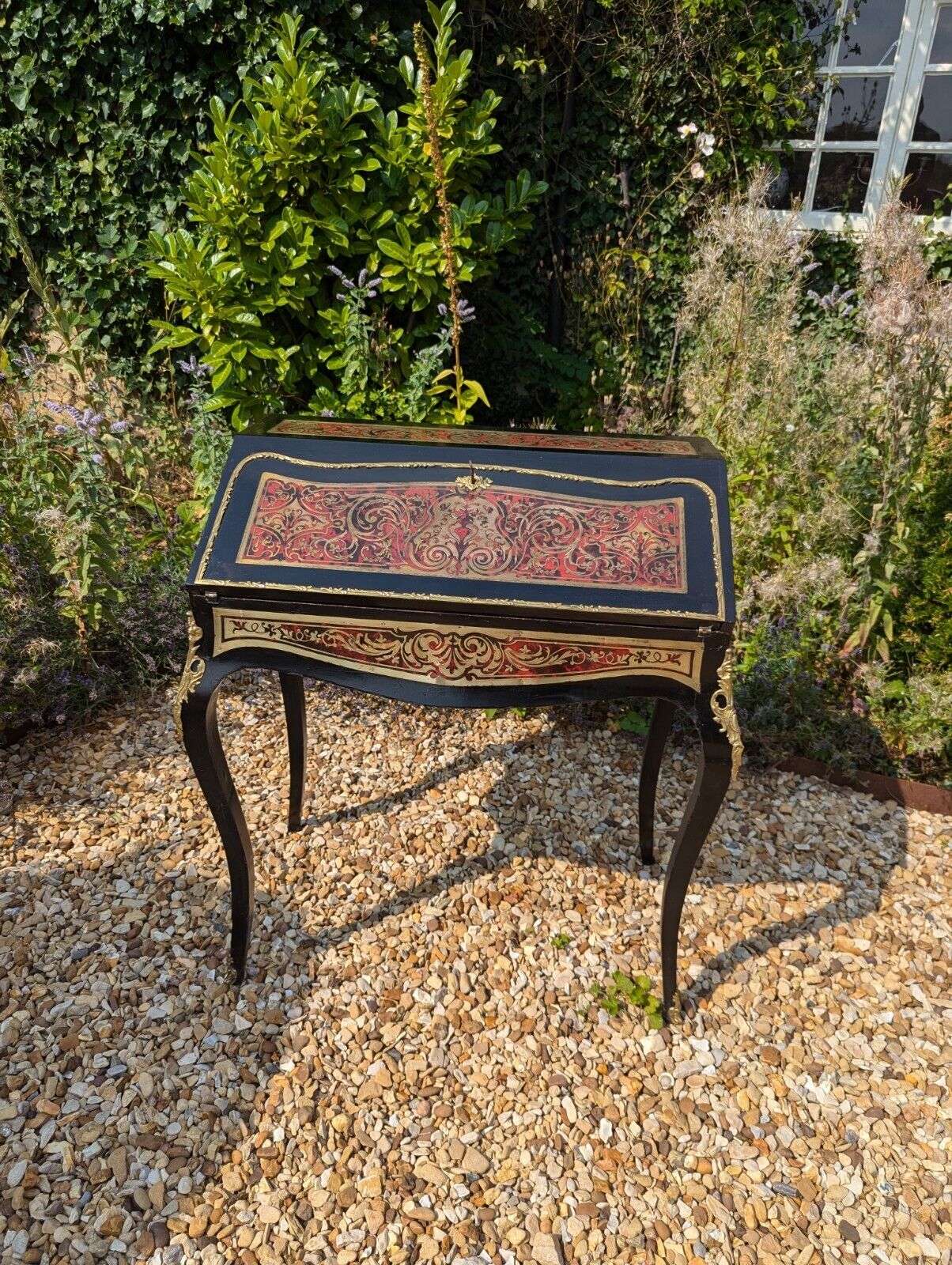 Superb Napoleon 111 Ebonised  Brass & Boulle Bureau De Dame -Delivery Available