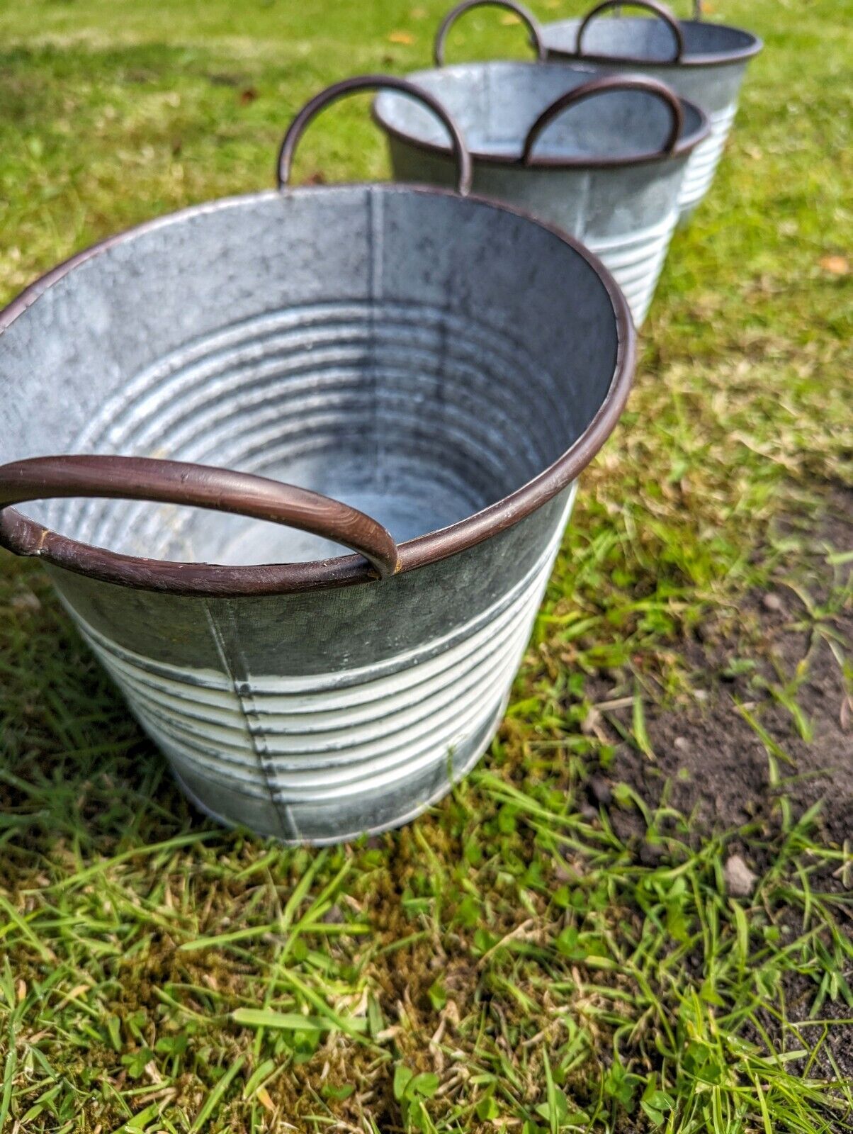 Decorative  Galvanised tub Planters Set - Delivery Available